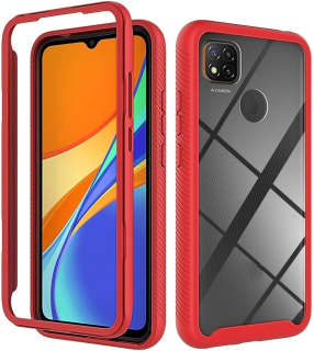 Xiaomi Redmi 9C púzdro s presahom na prednú stranu červené