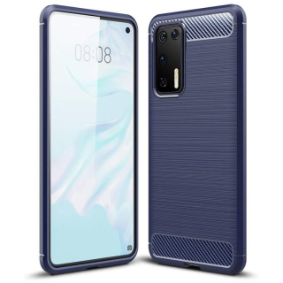 Huawei P40 modré púzdro vzor carbon