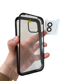 iPhone 12 / 12 Pro celotelové 360° púzdro čierne s krytkou fotoaparátu