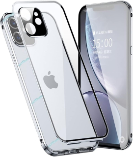 iPhone 12 Pro Max celotelové magnetické 360° púzdro strieborné