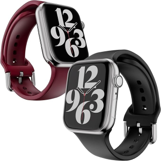Apple Watch 38mm / 40mm / 41mm silikónové remienky 2ks čierny a vínovo červený