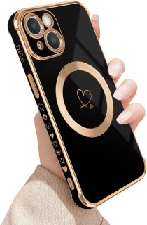 iPhone 13 / 14 zadné magnetické púzdro MagSafe čierne Heart