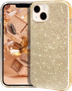 iPhone 13 / 14 zadné púzdro trblietavé zlaté