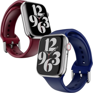 Apple Watch 49mm / 46mm / 45mm / 44mm / 42mm silikónové remienky 2ks modrý a vínovo červený