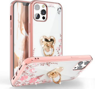 iPhone 13 Pro zadné púzdro Diamond ružové s prsteňom