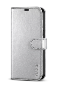 iPhone 14 Plus púzdro book TUCCH blokovanie RFID  strieborné