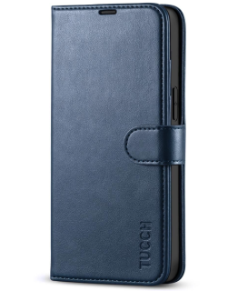 iPhone 14 Plus púzdro book TUCCH blokovanie RFID tmavo modré