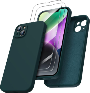 iPhone 14 Plus zadné púzdro Ornarto tmavo-zelené a 2ks ochranné sklo
