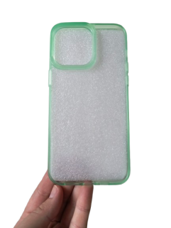 iPhone 14 Pro Max silikónové púzdro priehľadné so zeleným lemom