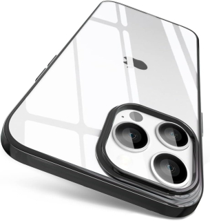 iPhone 14 Pro Max zadné púzdro priehľadné s čierným lemom