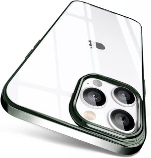 iPhone 14 Pro Max zadné púzdro priehľadné so zeleným lemom