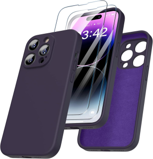 iPhone 14 Pro Max zadné púzdro Soft fialové a 2ks ochranné sklo