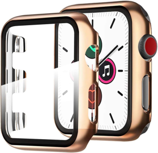 Apple Watch 6 / 5 / 4 / SE 44mm ochranná krytka so sklom ružovo-zlatá