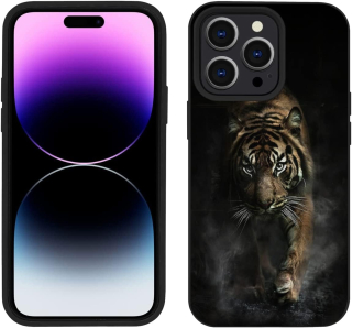 iPhone 14 Pro zadné púzdro čierne s potlačou tiger