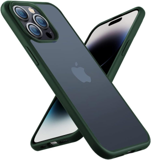 iPhone 14 Pro zadné púzdro polopriehľadné matné so zeleným lemom