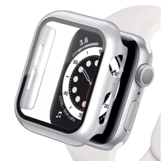 Apple Watch 7/8/9 41mm púzdro so sklom strieborné a priehľadné