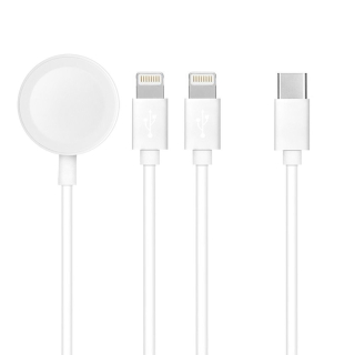 3v1 Typ C Kábel 2 x Lightning / Apple Watch 3W 2A C3168 1.2m Biela