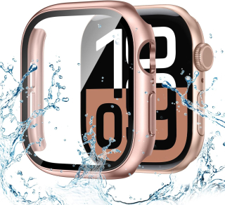 Apple Watch 7/8/9 45mm púzdro so sklom - ružové 2ks v balení
