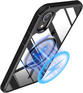iPhone XR zadné púzdro MagSafe priehľadné s čiernym lemom