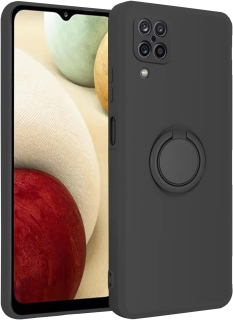 Samsung Galaxy A12 / M12 zadné púzdro Soft čierne s prsteňom