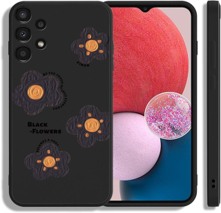 Samsung Galaxy A13 zadné púzdro čierne s potlačou kvety