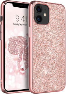 iPhone 12 / 12 Pro zadné púzdro trblietavé ružové